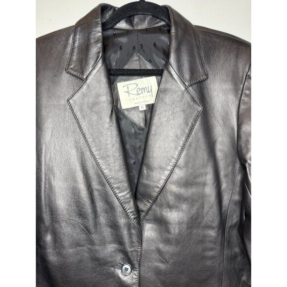 Remy Leather Jacket Women Black Lined Soft Blazer Vtg Y2K Made In USA Small - Picture 3 of 13
